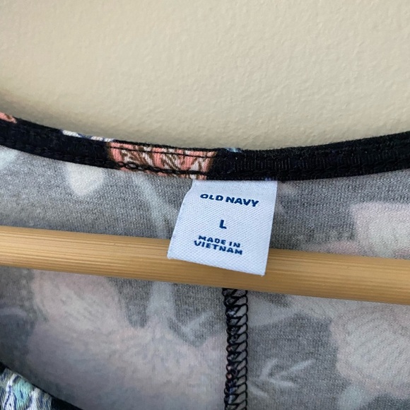 Women’s Old Navy Black Floral Short Sleeve Midi Dress Size Large - Picture 3 of 4